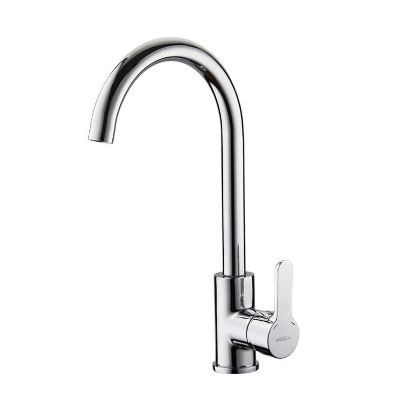 LEDEME Kitchen Faucets Silver White Kitchen Faucet Tap Single Hole Handle Swivel 360 Degree Water Mixer Taps L4003W brass kitchen tap Kitchen Fixtures