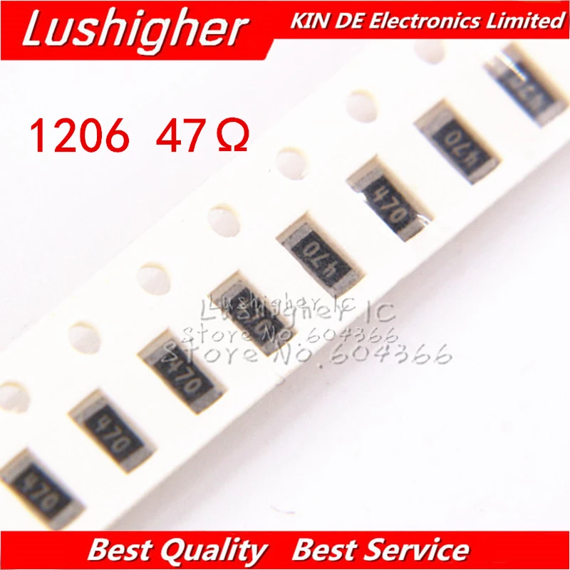 100 pz 1206 resistore SMD 5% 47ohm 470 47 Ohm 47R