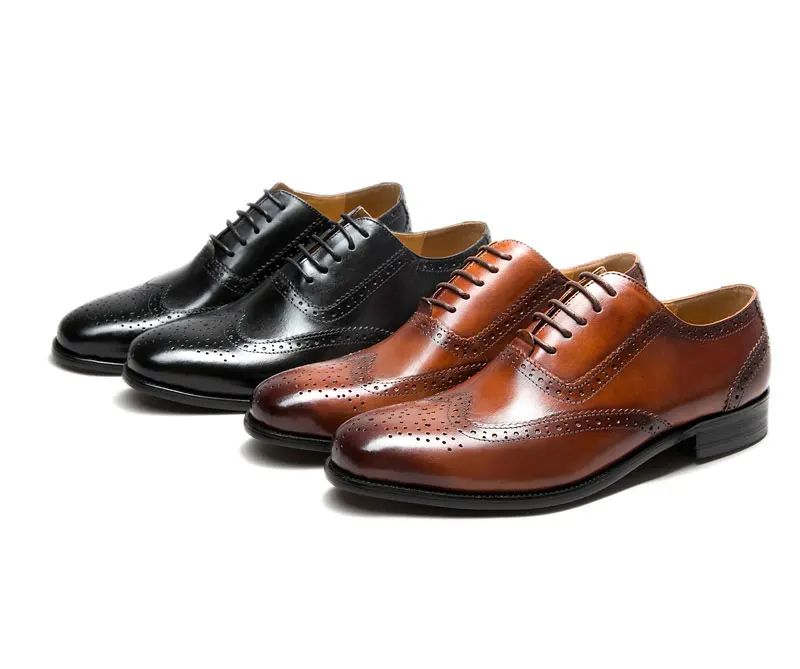 KARRUCCI/оксфорды patina коричневого и черного цвета, броги, модельные туфли из натуральной телячьей кожи, Мужская Рабочая обувь ручной работы