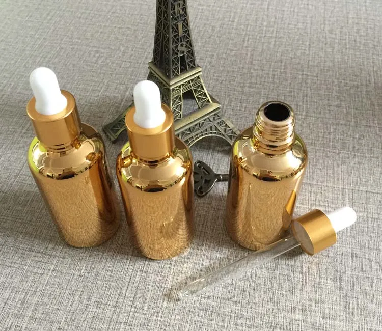 high grade golden glass 30ml dropper bottle for e liquid ,unique 1 oz