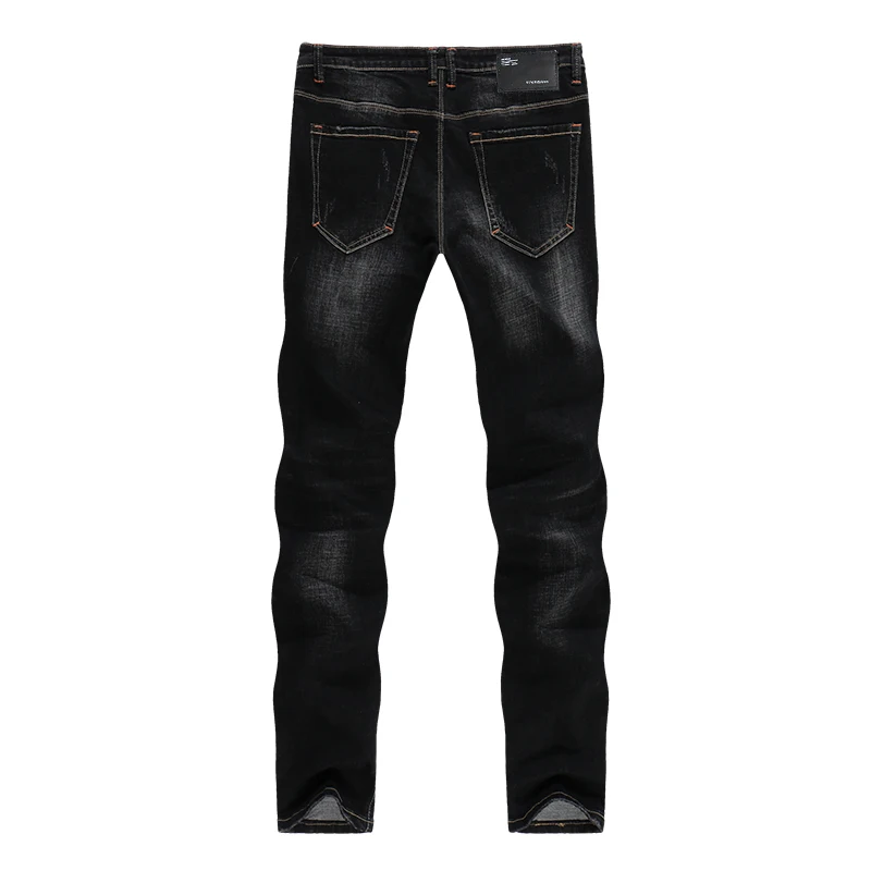 KSTUN Black Jeans Men Distressed Patchwrok Frayed Ripped Jeans for Man Autumn Winter Biker Jeans