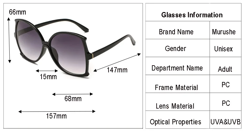 Murushe 2018 Oversized Sunglasses Women Luxury Sun Glasses Classic Polarized Glasses Retro Outdoor Oculos De Sol Gafas Eyewear (2)
