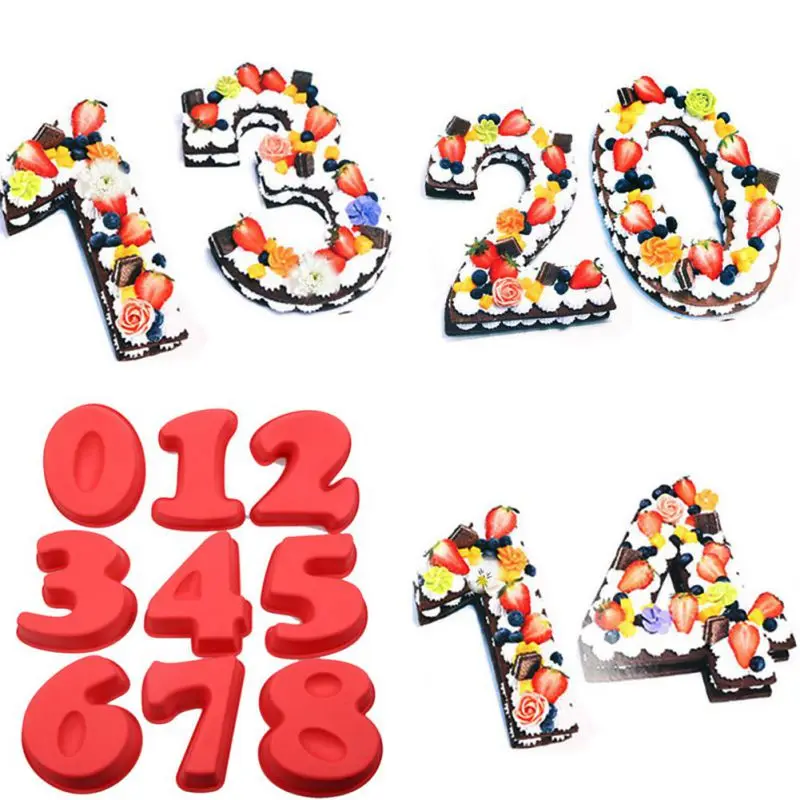 10 inch Lovely 0 9 Silicone Digital Cake Mold Cake Numbers