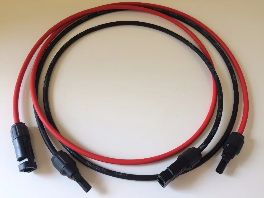 1 пара, длина 1 метр, MC4 Солнечная кабельный разъем Солнечный PV кабель Медный провод с MC4 разъем кабель-удлинитель 6/4/2.5mm2 10/12/14 AWG
