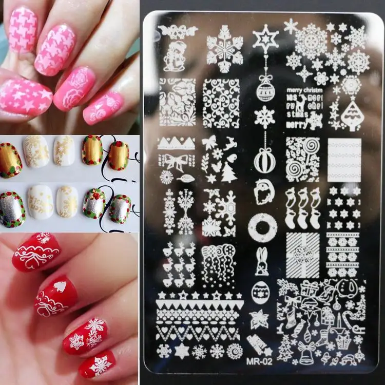 

New Arrival 1 Pcs Christmas Decorations Nail Stamping Plates 9.5*14.5CM Stamp Template Nail Arts Design stamper Plates MR02