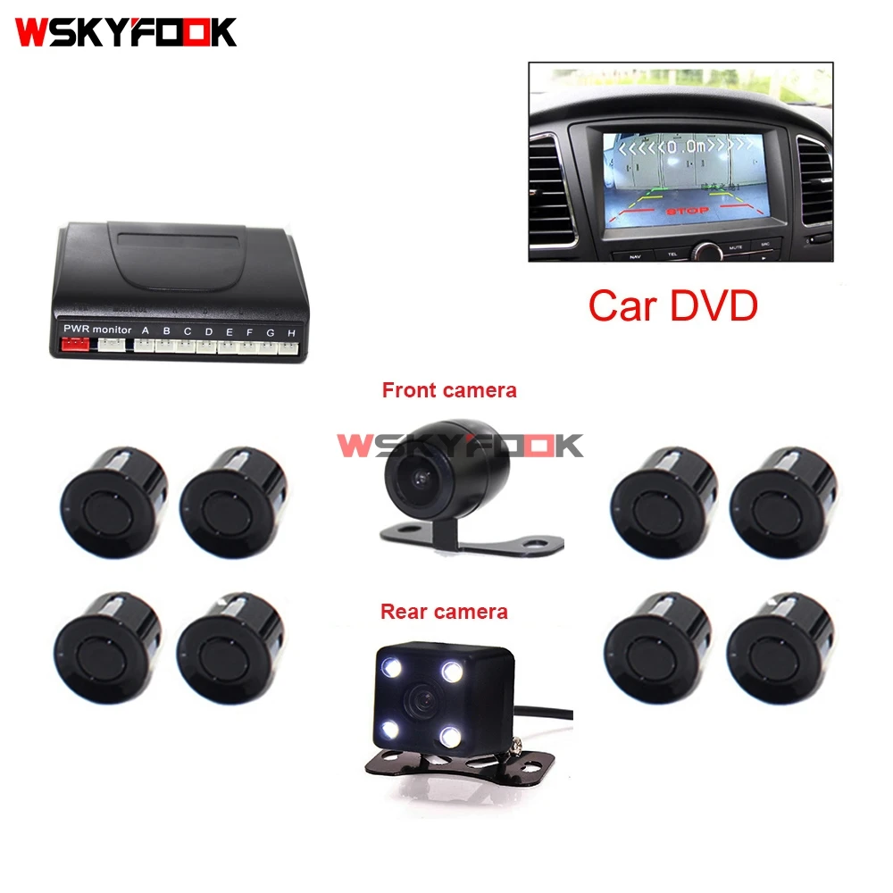 

Vehicle Car Video DVD Parking Kit 8 Parking Sensor Car Vehicle Reverse Backup Radar System Support Front and Rear View Camera
