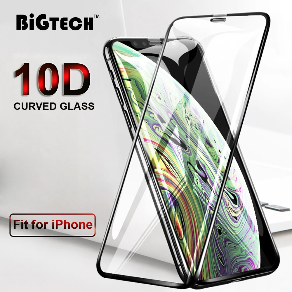 Изогнутые края полное покрытие 10D закаленное стекло для iPhone 8 7 6s Plus защитное на XR X