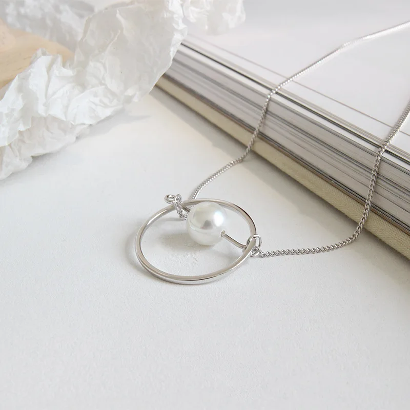 1 шт. Аутентичное серебро 925 пробы Открытый Счастливый круг с жемчугом в виде ракушки изящное подвесное ожерелье ювелирные изделия женские