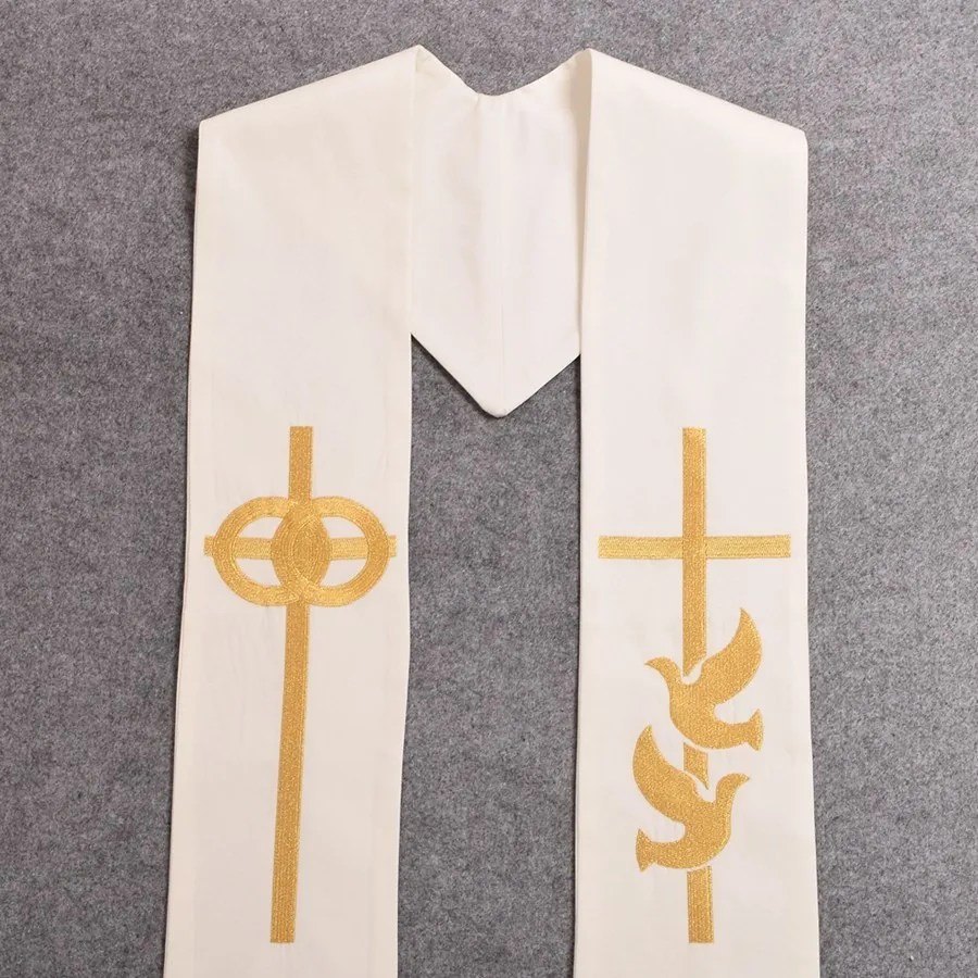 Золотой крест w обручальные кольца Rmbroidered священный голубь священного духовенства палантин