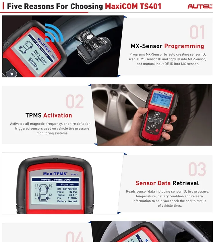 Autel MaxiTPMS TS401 инструмент мониторинга состояния шин TPMS повторитель для TPMS сенсор Relearn autel MX-sensor программа