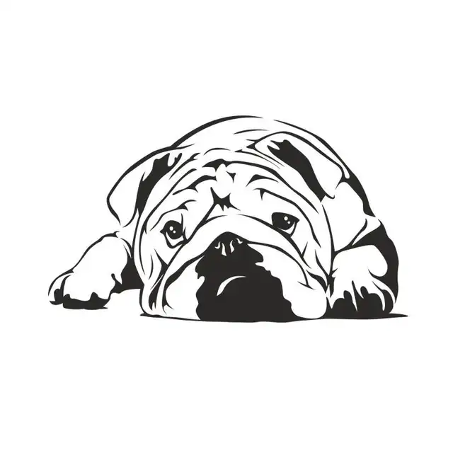 Lazy Bulldog Wall Decoration Stickers Cut Dog Wall Decal Home