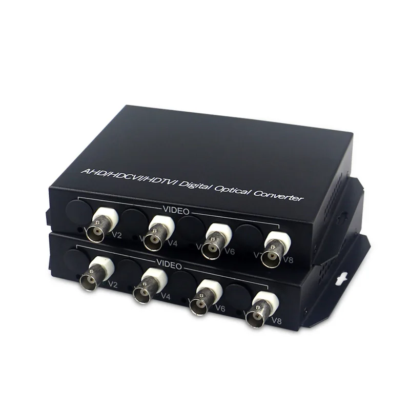 Convertidor de fibra óptica TVI 4-CH HD Video AHD CVI con reversa de datos RS485 a fibra única de modo único 10KM 1080P