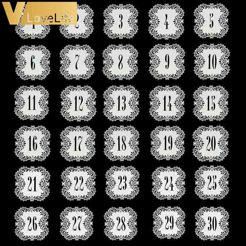 

1-30 Table Number Party Direction Signs Table Card Numbers for Wedding Xmas Birthday Happy New Year Decorations Supplies