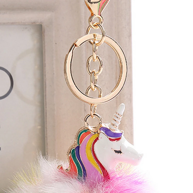 Anime Unicorn With Pom Pom Plush Toy With Keychain Unicorn Key Pendant Soft Stuffed Animal Toys Kids Girls Bag Hang Pendant