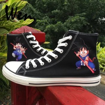 

Wen Boys Girls Anime Design Dragon Ball Son Goku Unisex Canvas Sneakers White Black High Top Shoes Birthday Christmas Gifts