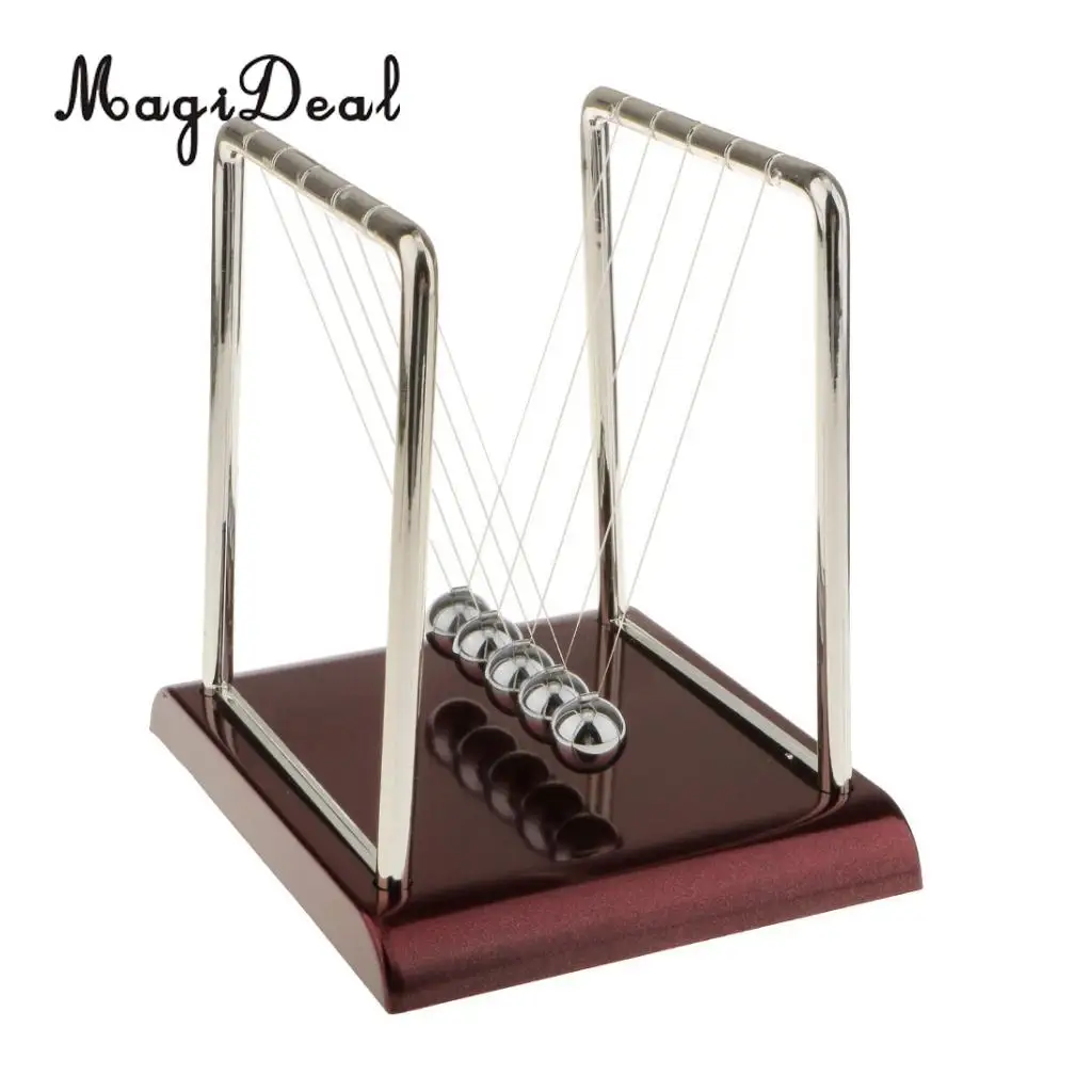 MagiDeal 1Pc Newton Cradle Balance Ball Physics Science Pendulum Educational Toy Square-S for Bookstore Classroom Table Decor