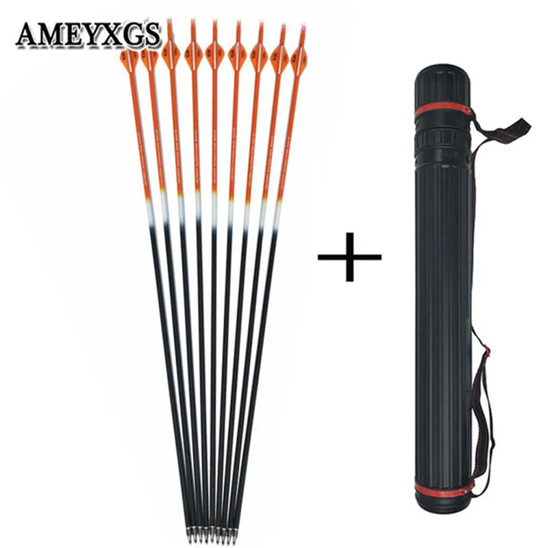 

12pcs Archery 340 Spine Pure Carbon And Arrow Quiver Outdoor Shoulder Portable Hunting Sports Shooting Bow Accessories