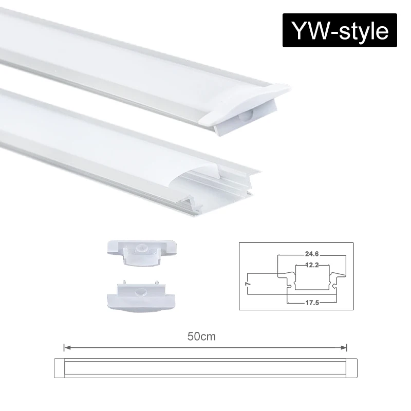 CLAITE Three Style U V YW 30cm 45cm 50cm Aluminium Channel Holder for LED Strip Light Bar Under Cabinet Lamp Kitchen 1.8cm Wide