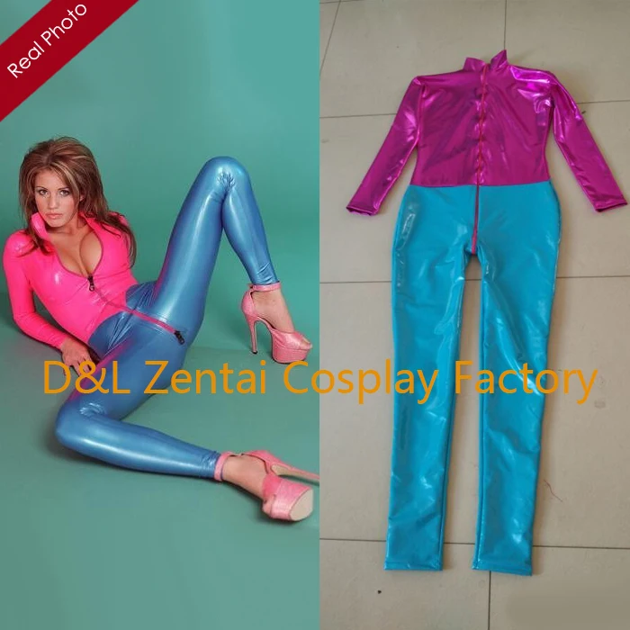 DHL на заказ Новое поступление сексуальный розовый и синий ПВХ Zentai