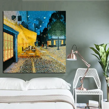 

Abstract Watercolor Van Gogh Oil Painting Reproductions on Canvas Street Cafe Night Poster Print Wall Picture for Living Room