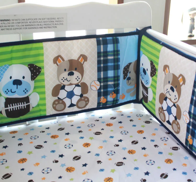 Mother & Kids New 7 Pcs Baby Bedding Set Crib Bed Set Cartoon Little Dog Baby Crib Set Quilt Bumper Sheet Skirt