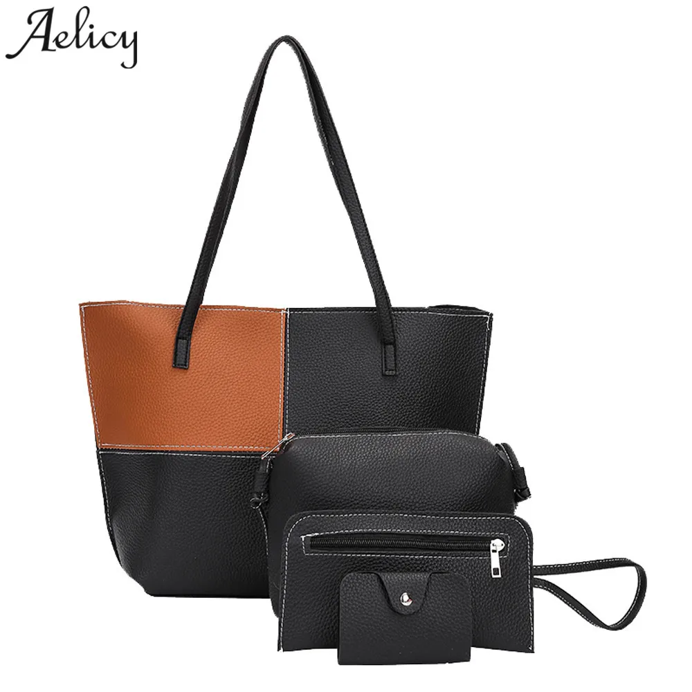 

Aelicy Girl Shoulder Bag Four Set Women Handbag Four Pieces Tote Crossbody Bag+Wallet bolsa feminina dropship 2018 hot SALE sac
