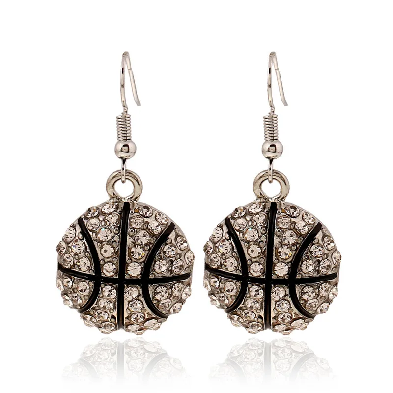 5 pairs/pack European Sport Full Rhinestone Black Basketball Long Alloy