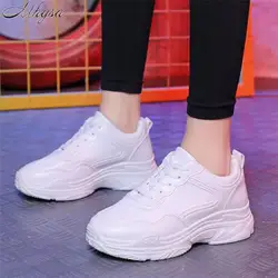 Mhysa/Новинка 2018 г., весенне-осенняя модная женская повседневная обувь, кожаная обувь на платформе, женские кроссовки, женские белые