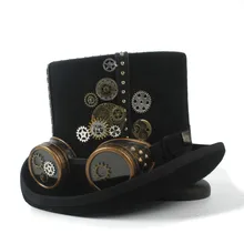 13,5 см черная верхняя одежда в стиле стимпанк шляпа для женщин и мужчин Fedora Паровая панк-очки gear Millinery очки вечерние шапка-маска аксессуар