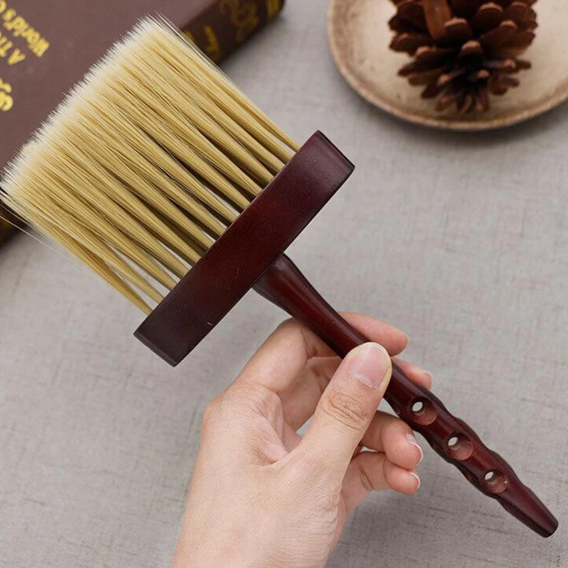 

Pro Hairdresser Neck Brush For Cleaning Long Wood Handle Barber Dust Brush Classic Design Wool Fiber Hair Duster Tool