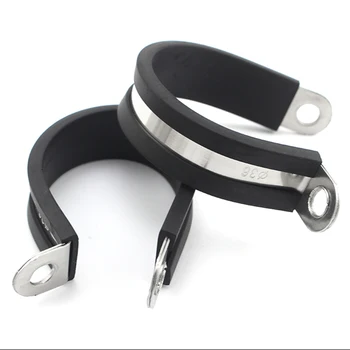 

10pcs Rubber Cushioned Stainless Steel hose clamp Cable Clamp/Metal Clamp/Tube Holder for Tube/Pipe or Wire Cord Installation