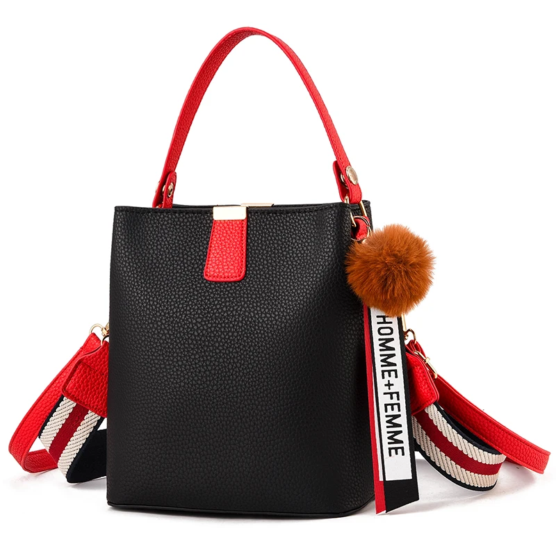 

2019 Fashion New Women's Bag, Hairball PU Leather Messenger Bag, One Shoulder Diagonal Handbag