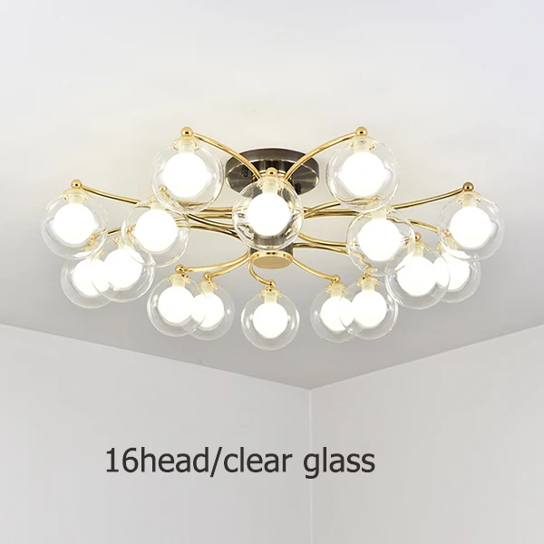 Modern Living Room Ball Ceiling Lights Nordic Glass Ball Ceiling Lamp Fixture Global Ceiling Lamp/Lighting Home Indoor - Цвет корпуса: 16head clear glass