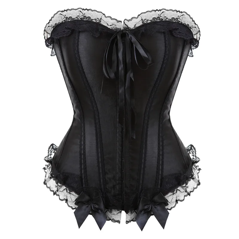 

Black Corsets and Bustiers Plus Size Overbust Corset lingerie Top Body Shaper Sexy Lace Up Boned Corselet Burlesque Costume Plus