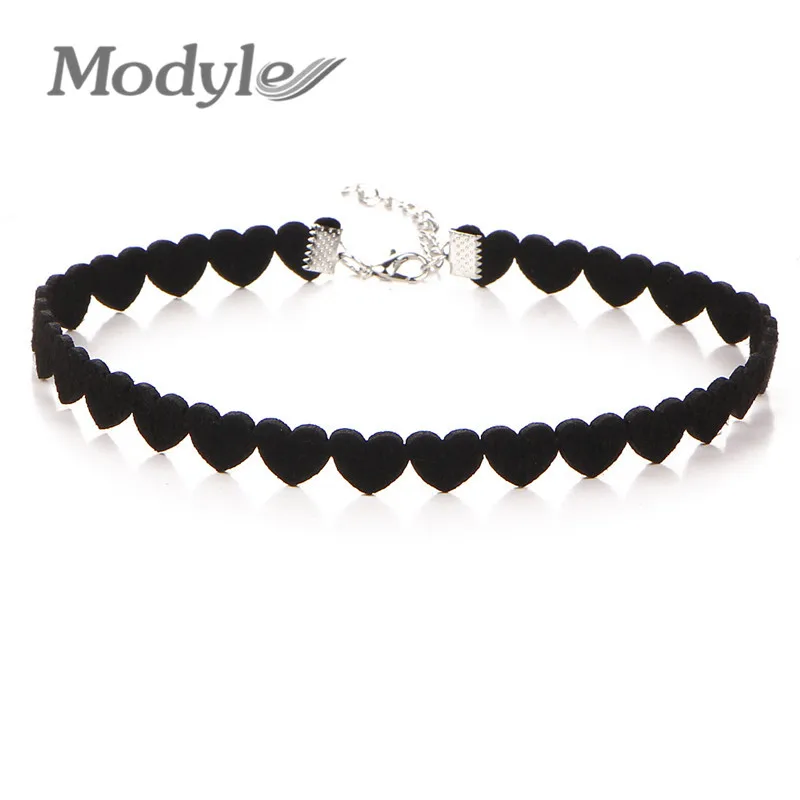 Modyle Novo Coração de Veludo Gargantilha Pingentes Colares para Mulheres