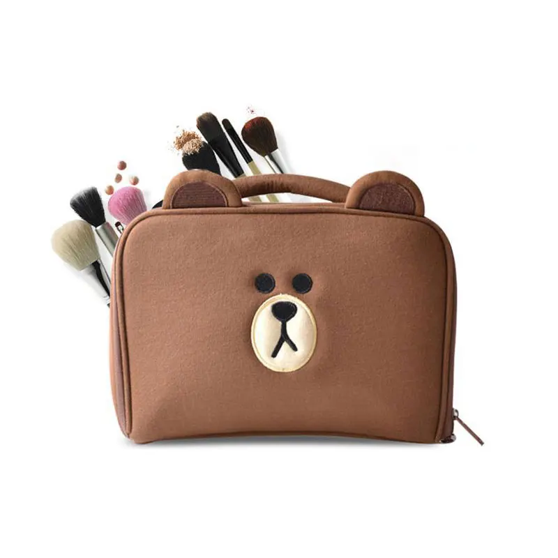 لطيف الدب البسيطة التجميل أكياس الكرتون بطة الفتاة المكياج حقيبة الحقيبة السفر ماكياج أدوات منظم حالة مربع الملحقات لوازم