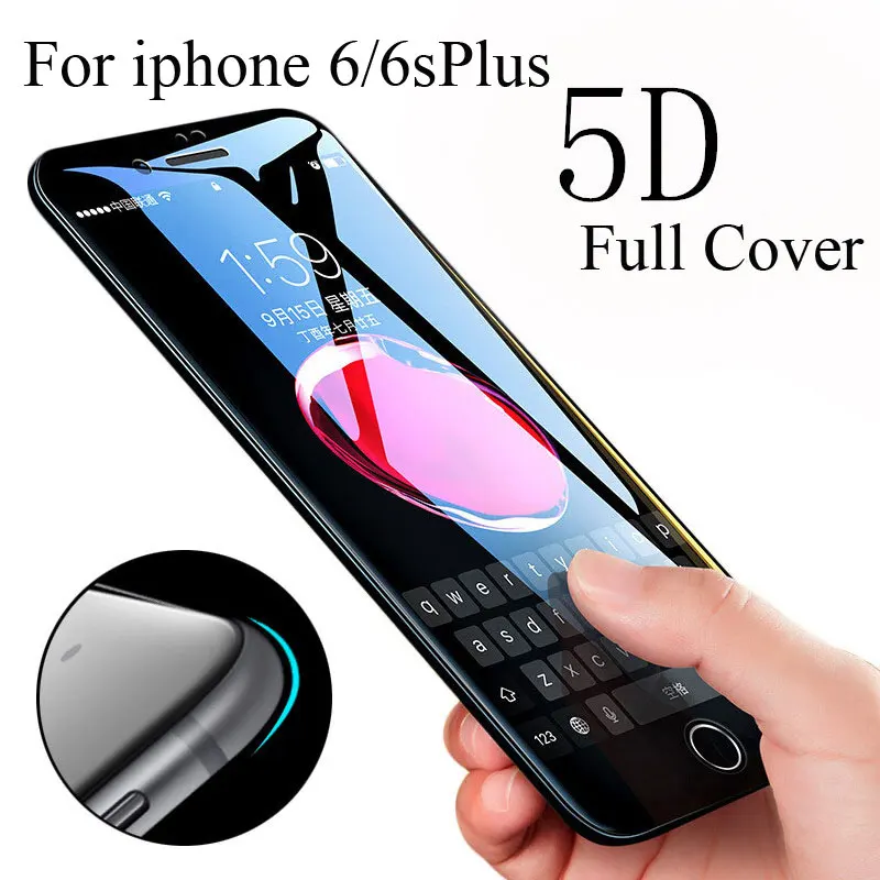 5D край закаленное Стекло для iPhone 6 S плюс полное покрытие круглой защитной Экран