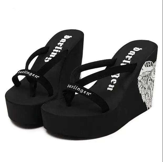 

Women Letter Print High Heel Casual Slipper