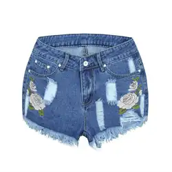 Snowshine4 #3003 2018 Для женщин Цветочный Высокая Талия Джинсовые шорты носить свободные джинсовые шорты