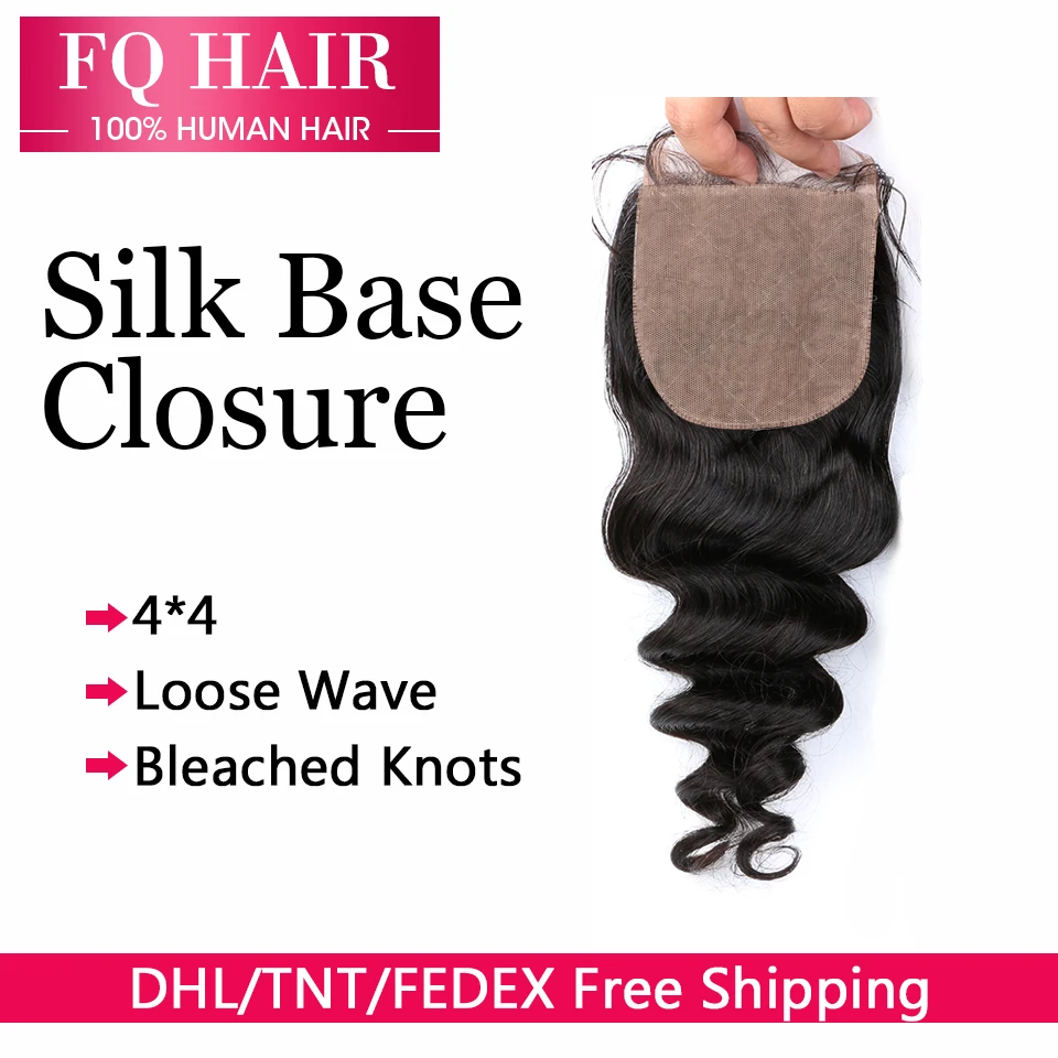 

7A Best Unprocessed Cheap Silk Base Closure Human Hair 4x4 Brazilian Loose Wave Silk Base Closure Virgin Hair Silk Top Closures