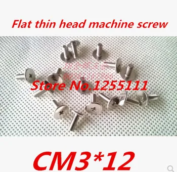 

500pcs/lot Laptop screws, M3*12 Flat thin head Machine screw
