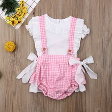 Pudcoco/Новинка; Модная одежда для новорожденных девочек; рукав Принцессы; топы с бантом на лямках; комбинезон; комплект из 2 предметов