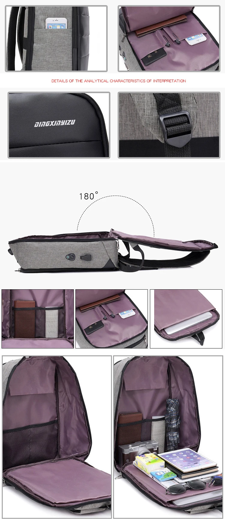 USB Charging Laptop Backpack Men Multifunct Anti Theft Backpack Men Travel Backpack Waterproof School Bag Male Mochila