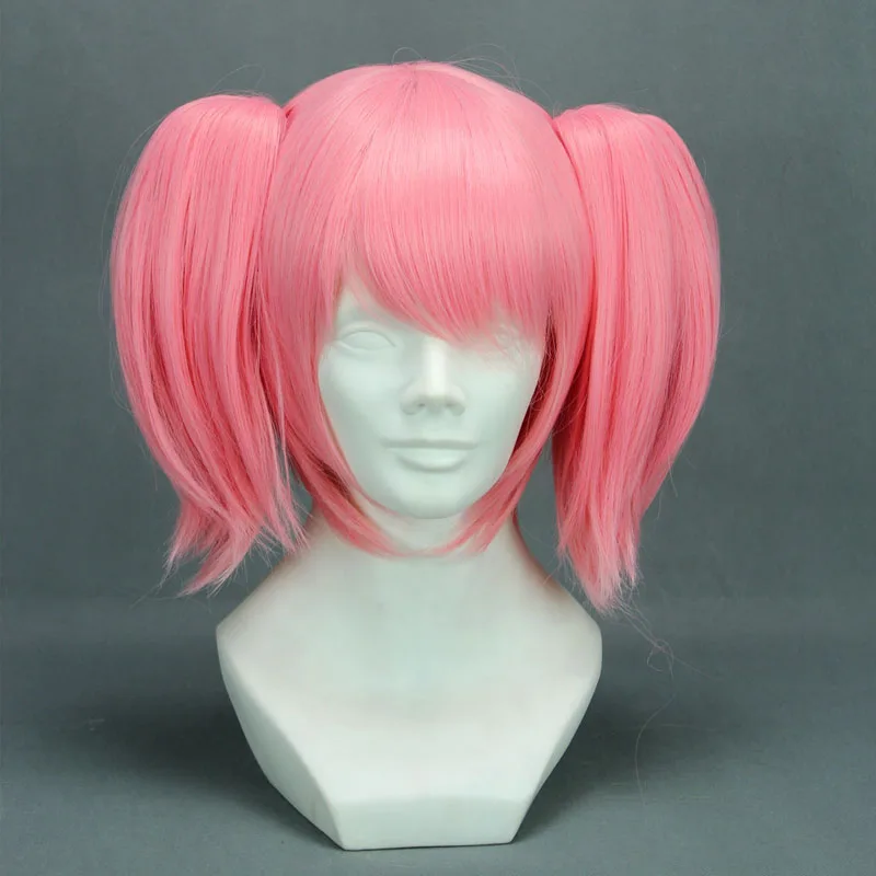 

Kaname Madoka 32cm Pink Short Chip Ponytails On Cosplay Wig Hair for lady's free shipping