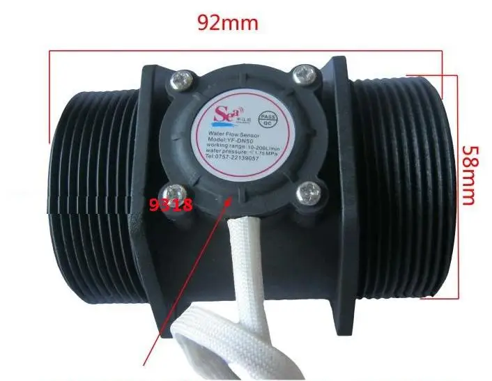 

Free shipping 10-200L/min sea water flow meters flow sensor 2 inch watermeter industrial plumbing