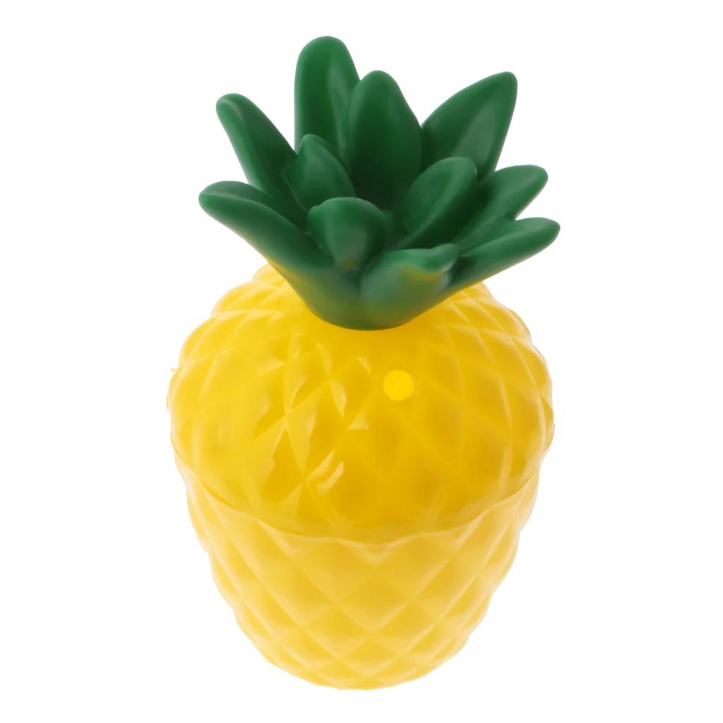 6x Plastic Tropic Pineapple Drinking Cup & Straw Hawaii Luau Beach Party Decor