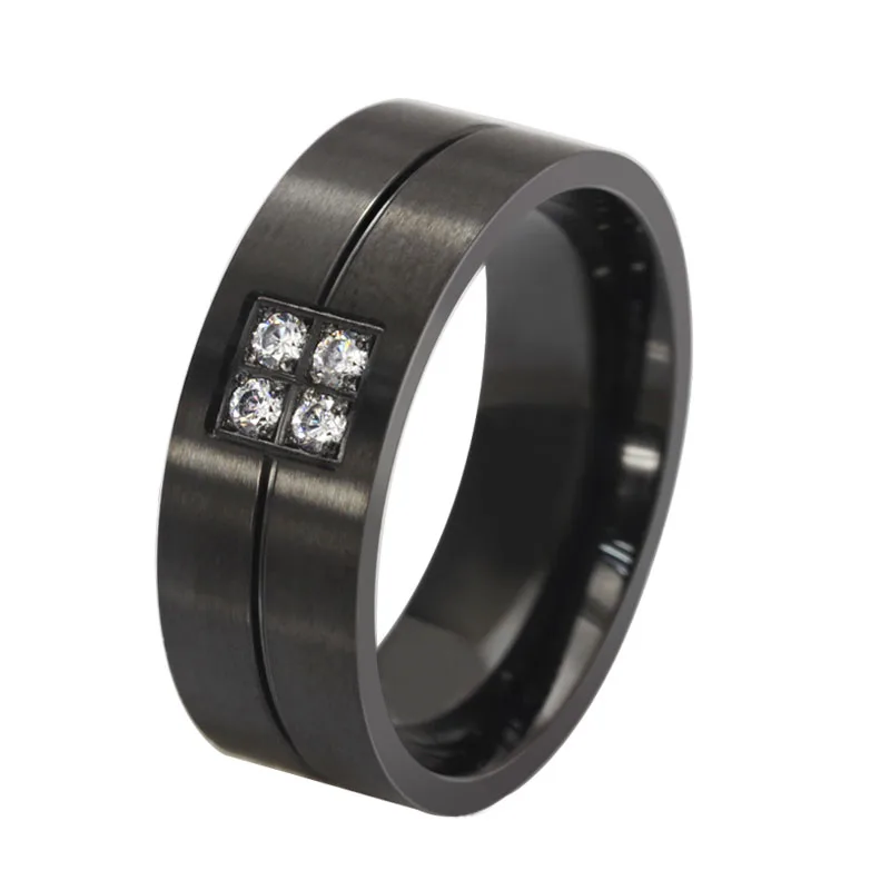 Rings for Women Man Bling CZ Stone 8MM Wedding Bands Stainless Steel Ring Anel Alliance Promise Love Accessory Gifts | Украшения и