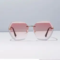 Для женщин новый модный стиль полигон без оправы Резка край Оптические стёкла Солнцезащитные очки для женщин, Унисекс Роскошные Брендовая