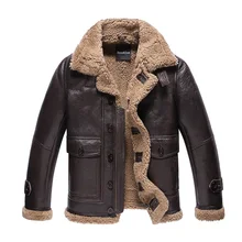 Кожаная мужская куртка из овчины B3, меховое пальто для мужчин, народная овчина, мотоциклетная меховая верхняя одежда, короткое пальто, летная куртка TJ39