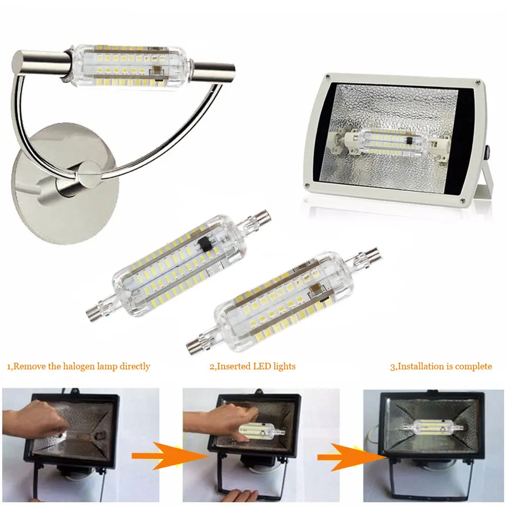R7S светодиодный светильник 78 мм 118 мм светодиодный прожектор силиконовый SMD2835 10 Вт 15 Вт J78 J118 r7s прожектор 220 В заменить галогенные Лампа высокой яркости лампада